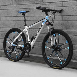 WYZQ Mountainbike WYZQ Variable Speed Mountain Bike, 24-Zoll-10-Speichen-Rad Off-Road-Fahrrad, High Carbon Stahlrahmen, Doppelscheibenbremse, Fr Mnner Und Frauen, White Blue, 21 Speed