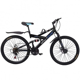 XBSXP Fahrräder XBSXP Adult Mountainbikes, 26-Zoll-Mountainbike aus Kohlenstoffstahl, 21-Gang-Fahrrad mit Vollfederung, Doppelscheibenbremsen, Herren- und Damenrad, Schwarz