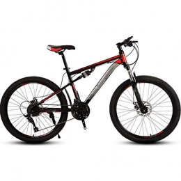 YHRJ Fahrräder YHRJ Erwachsene Stoßdämpfende Jugend-Mountainbikes Für Erwachsene, Straßenradfahren Im Freien, MTB-Stahlrahmen Mit Hohem Kohlenstoffgehalt, Doppelte Stoßdämpfung (Color : Black red-27spd, Size : 24inch)