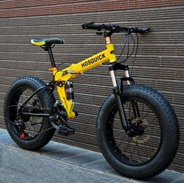 WJSW Zusammenklappbare Mountainbike 20 Zoll Wheel Bike Fat Tire Mountainbike Fahrrad für Jugendliche Erwachsene, klappbares MBT Bike Vollfederung Rahmen aus hochkohlenstoffhaltigem Stahl, Doppelscheibenbremse und 4.0 breiter Reif
