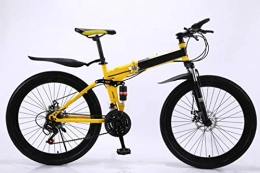 THENAGD Fahrräder 24 und 26 Zoll faltbares Mountainbike mit 21 rädern und Doppelspeichenbremsen, für Mountainbikes yellowandblack
