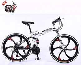 SLSMD Fahrräder 24 Zoll City-Fahrrad, zusammenklappbar, Hartstahl, Mountainbike, Mountainbike mit Federung vorne, verstellbarer Sitz, 6 Schneiderräder / Unisex, e, 24 speed