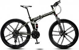 24-Zoll-Faltrad Offroad-Mountainbike 6-Speichen- / 10-Speichen-Räder Doppelfederung Fahrradrahmen mit hohem Kohlenstoffstahl und Doppelscheibenbremse-Armeegrün_27 Geschwindigkeit