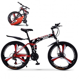 24 Zoll Faltrad Urban Folding-Fahrrad Ultraleichtes Mountainbike Für Erwachsene, Aus Kohlenstoffstahl, Leicht Und Robust, 21-Gang-Getriebe, Stoßdämpfung, Geeignet Für Outdoor-Radfahren,Rot
