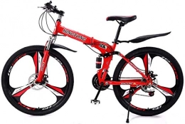 Suge Zusammenklappbare Mountainbike 24-Zoll-Folding Mountain Bike Folding Stadt Erwachsene Studenten Bequeme Geschwindigkeit Off-Road Bike Doppel Shock Disc (Color : Red, Size : 24 Speed)