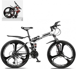WCY Zusammenklappbare Mountainbike 24-Zoll-Folding Mountain Bikes, High Carbon Stahlrahmen Doppelstoßdämpfung 21 / 24 / 27 / 30 Geschwindigkeit Variable, All Terrain Schnell faltbare Erwachsene Mountain Off-Road-Fahrrad (Farbe: A, Größe: 21
