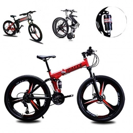 Acptxvh Fahrräder 24inch Womens Mountainbike, High Carbon Stahl / 21Speed ​​Getriebe / Folding / Dual Scheibenbremse Outroad Fahrrad, für Männer Jugend Ault, Rot