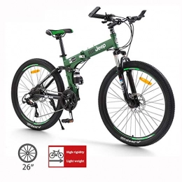 LYRWISHPB Fahrräder 26-Zoll-Bike, Mountainbike, voll gefederte Mountainbike, Falträder for Erwachsene, Mountain Trail Bike, Leicht Folding Mountain Bike, kleine tragbare Rennrad for Erwachsene Studenten ( Color : Green )