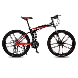 26 Zoll High Carbon Steel Folding Bike, 21 Speed Full Suspension MTB Fahrrad Radfahren, Dual Disc Brake Mountainbike für Männer Frauen Erwachsene,A