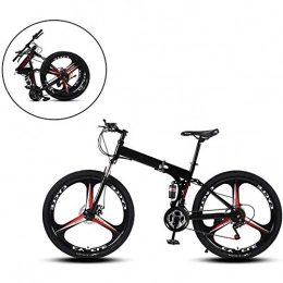 XHJZ Zusammenklappbare Mountainbike 26-Zoll-Mountainbikes, Folding High Carbon Stahlrahmen mit variabler Geschwindigkeit Doppelstoßdämpfung Drei Schneidrad Klapprad, Geeignet für Menschen mit einer Höhe von 160-185Cm, Schwarz, 27 speed
