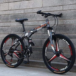 Suge Zusammenklappbare Mountainbike 26-Zoll-Rad-Folding Mountain Bike, Doppelaufhebung for Mnner und Frauen Fahrrad, High Carbon Stahlrahmen, Stahlscheibenbremse (Color : Grey, Size : 27 Speed)