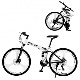 AASSDOO Fahrräder AASSDOO 26-Zoll-Faltrad für Herren und Damen - Mit 21-Gang-Doppelscheibenbremsen, Vollfederung, rutschfestem Sportfahrrad für Erwachsene, Doppelscheibenbremse, 26-Zoll-Rädern für