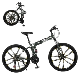 AASSDOO Zusammenklappbare Mountainbike AASSDOO Faltbares Mountainbike für Erwachsene - 21 Geschwindigkeiten - mit 21-Gang-Doppelscheibenbremsen, Vollfederung, rutschfest, Sportfahrrad für Erwachsene, Doppelscheibenbre