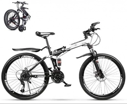 YSSJT Fahrräder Adult Mountainbike Faltschüler Variable Geschwindigkeit 24 Zoll 26 Zoll Doppelscheibenbremse Fahrrad Citybike Fettreifen Doppelstoßdämpfer Renn Citybike-Weiß