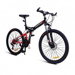 AEDWQ Zusammenklappbare Mountainbike AEDWQ 24 Geschwindigkeit Folding Mountain Bike, High Carbon Stahlrahmen, Doppel Federung Doppelscheibenbremse Bike, 26 Zoll Speichen MTB Reifen, Schwarz, Rot / Schwarz Blau (Color : Black red)