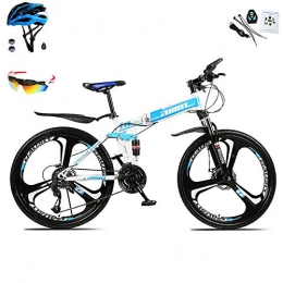 AI-QX Zusammenklappbare Mountainbike AI-QX 26 Zoll Mountainbike, geeignet ab 150 cm, Scheibenbremse, 30 Gang-Schaltung, Vollfederung, Jungen-Fahrrad & Herren-Fahrrad, Blau