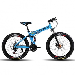 AISHFP Zusammenklappbare Mountainbike AISHFP Faltbare Erwachsene Mountain Bike, Doppelscheibenbremse City Road Fahrrad, Fully High-Carbon Stahl Schnee Bikes, 27 Geschwindigkeit, 26-Zoll-Räder, Blau