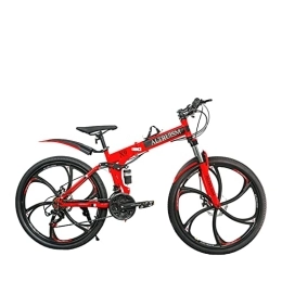 Altruism Fahrräder ALTRUISM Mountainbike Fahrrad Klapprad 26 Zoll Shimano 21 Gang-Schaltung Doppel Scheibenbremsen Vollfederung MTB 6-Speichen-Räder Für Damen & Herren (Rot)