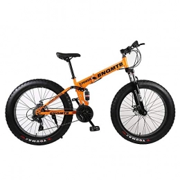 ANAN Zusammenklappbare Mountainbike ANAN Fat Tire Mountainbike 27 Speed 26 Zoll für Erwachsene mit Einem Rahmen aus Karbonstahl und F / R-Bremsen, Orange
