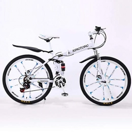 ANAN Zusammenklappbare Mountainbike ANAN Leichtes 24-Zoll Falt Mountainbike mit Rahmen aus Kohlenstoffstahl, Doppelscheibenbremsen und 24-Gang Getrieben, Weiß