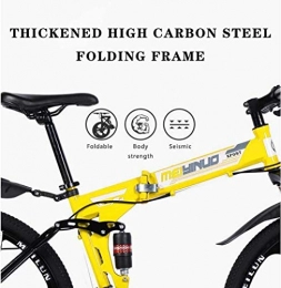 Aoyo Fahrräder Aoyo 21-Gang Mountainbike for Erwachsene, Leichtes Aluminium Full Suspension Rahmen, Federgabel, Scheibenbremse, Gelb, B