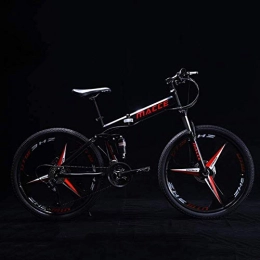 Aoyo Zusammenklappbare Mountainbike Aoyo Mountain Bikes, Klapp High Carbon Stahlrahmen 24 Zoll mit Variabler Geschwindigkeit Doppelstoßdämpfung DREI Fräsräder Faltbare Fahrrad, geeignet for Menschen (Color : Black)