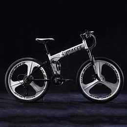 Aoyo Zusammenklappbare Mountainbike Aoyo Mountain Bikes, Klapp High Carbon Stahlrahmen 24 Zoll mit Variabler Geschwindigkeit Doppelstoßdämpfung DREI Fräsräder Faltbare Fahrrad, geeignet for Menschen (Color : White)