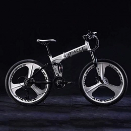 Aoyo Fahrräder Aoyo Mountain Bikes, Klapp High Carbon Stahlrahmen 24 Zoll mit Variabler Geschwindigkeit Doppelstoßdämpfung DREI Schneidräder Klapprad, Geeignet (Color : White)