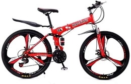 Aoyo Fahrräder Aoyo Mountainbike Falträder, 27-Gang-Doppelscheibenbremse Fully Anti-Rutsch, leichten Alurahmen, Federgabel, (Color : Red2, Size : 24 inch)