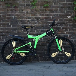 ASPZQ Fahrräder ASPZQ Mountainbikes, doppelte Scheibenbremsen, Variable Geschwindigkeitsräder, faltende Mountainbikes für Männer Frauen-Studenten und städtische Pendler, Grün, 26 inches