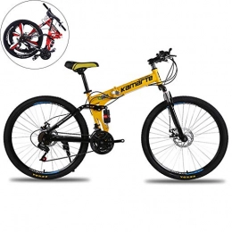 AUZZO HOME Fahrrad Variabler Geschwindigkeit, 26-Zoll-Klapp-MountainAll-Terrain-Sportfahrräder mit Stoßdämpfer und Doppelscheibenbremsen für Erwachsene und Jugendliche,Gelb,27 Speed