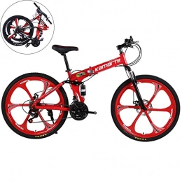 AUZZO HOME Fahrräder AUZZO HOME Gefaltetes Mountainbike, All-Terrain Sportfahrräder aus Kohlenstoffstahl mit Variabler Geschwindigkeit und Doppelscheibenbremsen für Erwachsene und Jugendliche, Rot, 24 Speed