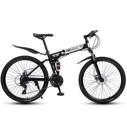 AZYQ Fahrräder AZYQ 26 '21-Gang-Mountainbike für Erwachsene, leichter Aluminium-Vollfederungsrahmen, Federgabel, Scheibenbremse, Schwarz, A.