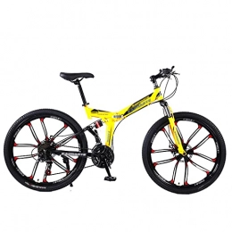 BaiHogi Fahrräder BaiHogi Profi-Rennrad, Mountain-Faltrad, 21 / 24 / 27 / 30-Gang-Dual-Scheibenbremsen, Variablen mit Zwei Schocks (Color : Yellow, Size : 24 inch 21 Speed)
