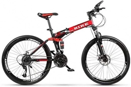 BECCYYLY Fahrräder BECCYYLY Mountainbike Faltbarer Mountainbike 24 / 26 Zoll, MTB Fahrrad mit Speichenrad, Black & Red Fahrrad (Color : 21-Stage Shift, Size : 26inches)