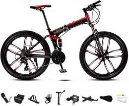 MG Fahrräder Bikes 24-26 Zoll MTB Fahrrad, Unisex Folding Pendler Fahrrad, 30-Gang Getriebe Faltbare Fahrrad, Doppelscheibenbremse / Rot / C Rad / 24' 6-6