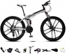 MG Fahrräder Bikes 24-26 Zoll MTB Fahrrad, Unisex Folding Pendler Fahrrad, 30-Gang Getriebe Faltbare Fahrrad, Doppelscheibenbremse / weiß / C Rad / 24' 25.05