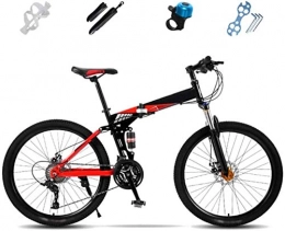 WCY Zusammenklappbare Mountainbike Bikes Folding Fahrrad, 27-Gang-Fully Fahrrad, Gelände MTB Fahrrad, Unisex faltbare Commuter Bike, Doppelscheibenbremse 5-25 (Farbe: Rot, Größe: 24 '') yqaae (Color : Red, Size : 24'')