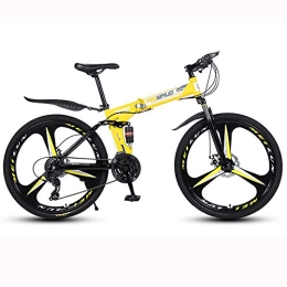 BIU Fahrräder BIU 26-Zoll-Mountainbike, 3-Schneidrad-Doppelscheibenbremse Für Erwachsene Rennrad, Faltbares Schaltrad Aus Kohlenstoffstahl, Gelb, 24 Speed