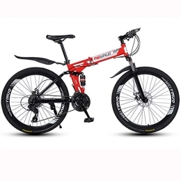 BIU Fahrräder BIU 26-Zoll-Mountainbike, Faltbares Carbon-Shift-Soft-Tail-Bike Aus Stahl, Doppelscheibenbremse 40 Cutter Wheel Adult Rennrad, Rot, 27 Speed