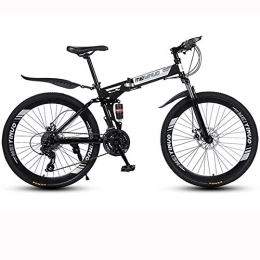 BIU Fahrräder BIU 26-Zoll-Mountainbike, Faltbares Carbon-Shift-Soft-Tail-Bike Aus Stahl, Doppelscheibenbremse 40 Cutter Wheel Adult Rennrad, Schwarz, 21 Speed