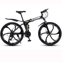 BIU Fahrräder BIU 26-Zoll-Mountainbike, Klappbares Fahrrad Aus Variabler Geschwindigkeit Aus Kohlenstoffstahl, 6-Schneidrad-Doppelscheibenbremse Für Erwachsene Rennrad, Schwarz, 24 Speed