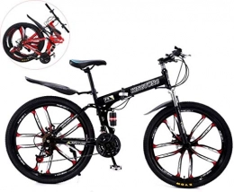 HongLianRiven Zusammenklappbare Mountainbike BMX 26 Zoll Doppelstodmpfung faltbare Fahrrad, Unisex High-Carbon Stahl mit variabler Geschwindigkeit Mountainbike, 10-Messer Integrated Rad 7-20 ( Color : Black , Size : 26in (27 speed) )