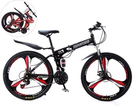 HongLianRiven Zusammenklappbare Mountainbike BMX 26 Zoll Doppelstodmpfung faltbare Fahrrad, Unisex High-Carbon Stahl mit variabler Geschwindigkeit Mountainbike, 3-Messer Integrated Rad 7-20 ( Color : Black , Size : 26in (24 speed) )