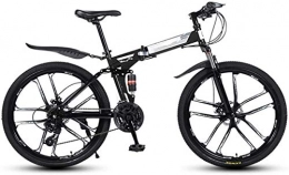HongLianRiven Zusammenklappbare Mountainbike BMX 26 Zoll Folding Mountain Bikes, 10 Frsrder High Carbon Stahlrahmen mit variabler Geschwindigkeit Doppelstodmpfung, All Terrain Adult Schnellfahrrad 6-24 ( Color : Black , Size : 21 Speed )