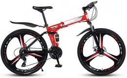 HongLianRiven Zusammenklappbare Mountainbike BMX 26 Zoll Folding Mountain Bikes, 3 Frsrder High Carbon Stahlrahmen mit variabler Geschwindigkeit Doppelstodmpfung, All Terrain Schnell Klapprad 6-24 ( Color : Red , Size : 21 Speed )