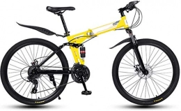 HongLianRiven Zusammenklappbare Mountainbike BMX 26 Zoll Folding Mountain Bikes, 30 Frsrder High Carbon Stahlrahmen mit variabler Geschwindigkeit Doppelstodmpfung, All Terrain Adult Schnellfahrrad 6-24 ( Color : Yellow , Size : 21 Speed )