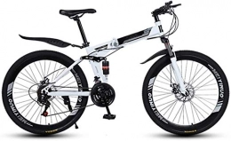 HongLianRiven Zusammenklappbare Mountainbike BMX 26 Zoll Folding Mountain Bikes, 40 Frsrder High Carbon Stahlrahmen mit variabler Geschwindigkeit Doppelstodmpfung, All Terrain Adult Schnellfahrrad 6-24 ( Color : White , Size : 24 Speed )