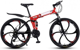 HongLianRiven Zusammenklappbare Mountainbike BMX 26 Zoll Folding Mountain Bikes, 6 Frsrder High Carbon Stahlrahmen mit variabler Geschwindigkeit Doppelstodmpfung, All Terrain Adult Schnellfahrrad 6-24 ( Color : Red , Size : 21 Speed )