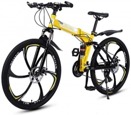 HongLianRiven Zusammenklappbare Mountainbike BMX 26 Zoll Folding Mountain Bikes, 6 Frsrder High Carbon Stahlrahmen mit variabler Geschwindigkeit Doppelstodmpfung, All Terrain Adult Schnellfahrrad 6-24 ( Color : Yellow , Size : 27 Speed )